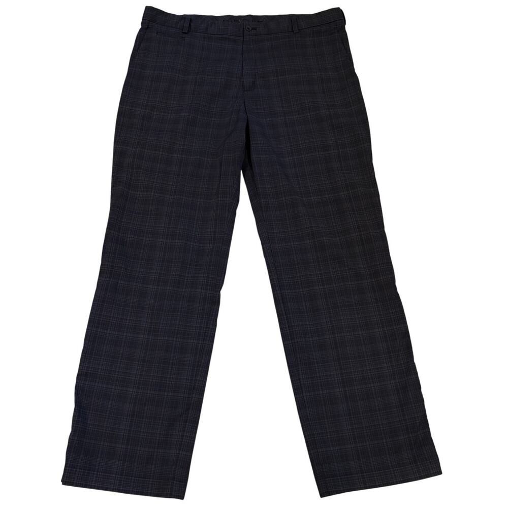 Nike Golf Pants Mens Size 38x32 Black Gray Plaid Performance Stretch Split Hems